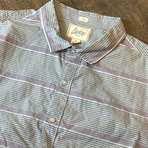 Bixby Nomad Blue Striped XXL Slim Button Down Long Sleeve Shirt - Picture 2 of 6